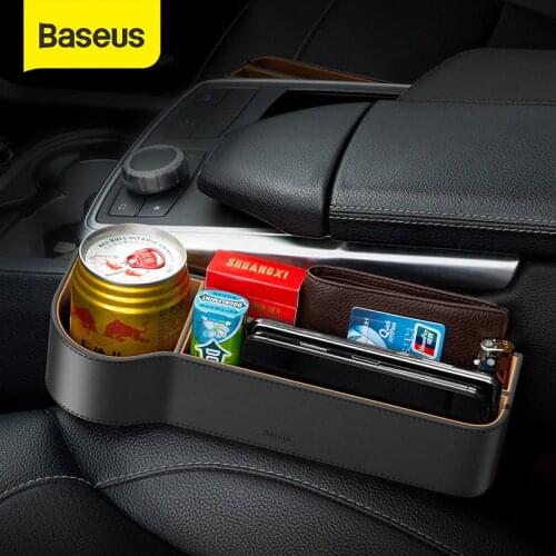 Baseus Universal Leather Car Organizer Auto Seat Gap Storage Box For Pocket Organizer Wallet Cigarette Keys Phone Holders