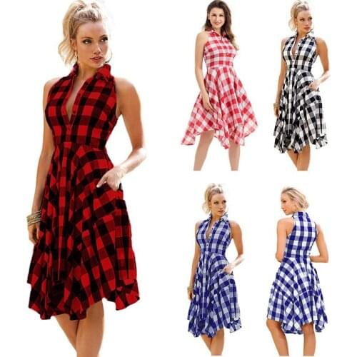 Hot sale sleeveless short irregular plaid dress in 2021