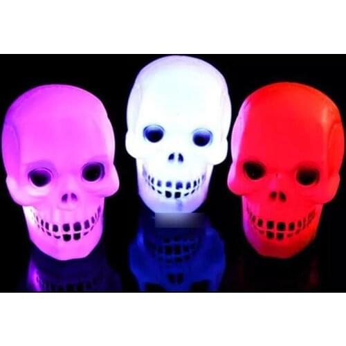 1PC Multicolor Flash LED Skull Night Light Lamp Halloween Party Decoration
