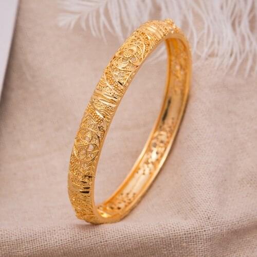1Pcs Women Bangle Gold Color Wedding Jewelry Bangles Bracelet For Women Girls Bracelet Arab/Ethiopian jewelry Bridal Bangles