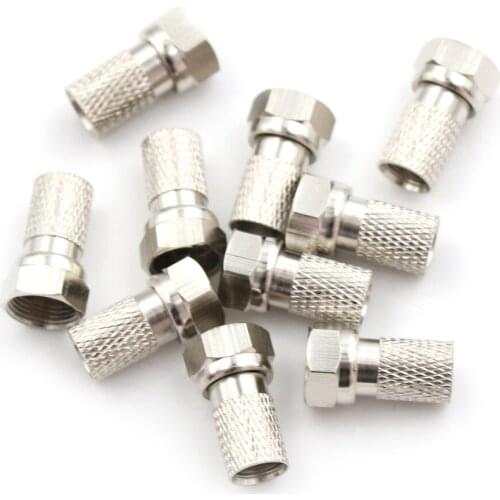10Pcs Aluminium Alloy F Plug Connector RG6 Satellite Sky Virgin TV Aerial Cable Screw Twist Coax Whosesale