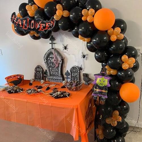 108pcs Halloween Balloon Garland Arch Kit DIY Party Decoration Orange Black Latex Balloons Bat Halloween Decoration Supplies