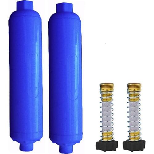 2 Pcs RV Waterway Plus Water Filter With Flexible Hose Protector Against Bacteria Garden Camping Water Hose KDF Filter Trailer