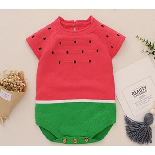 2020 Baby Boy Girls Short Sleeve Watermelon Rompers Autumn Infant Baby Romper Newborn Baby Boy Girl Clothes Knitting Rompers