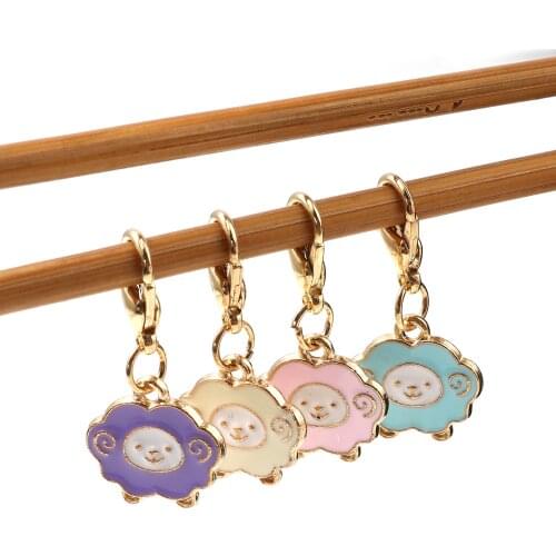 4pcs Enamel Sheeps Pendants Locking Stitch Markers Cute Sheep Matel Crochet Latch Knitting Tools For DIY Handmade Craft Kits