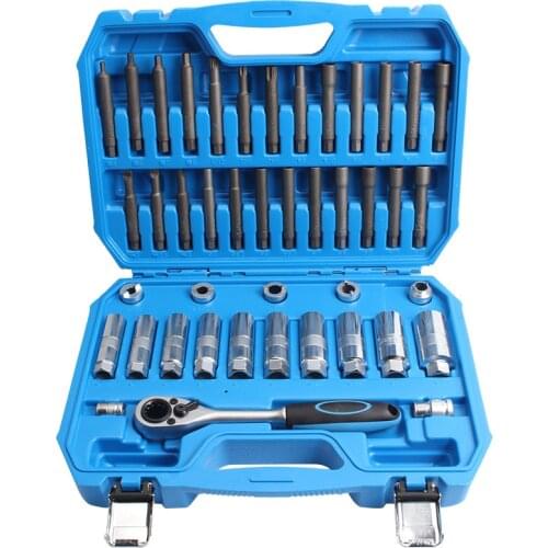 43pc Shock Absorber Strut Nut Go-thru Socket Set & Ratchet Steering Hub Suspension Shock Absorber Nut Removal Tool Socket Kit