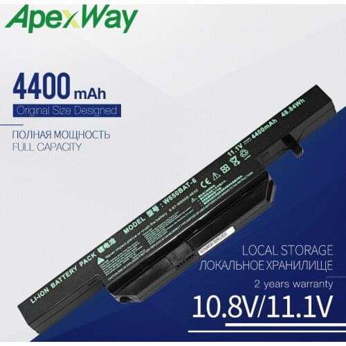 6 Cells 4400mAh Laptop Battery for Clevo W650BAT-6 6-87-W650-4E42 K590C-I3 K610C-I5 K570N-I3 K710C-I7 G150S K650D K750D K4 K5 P4