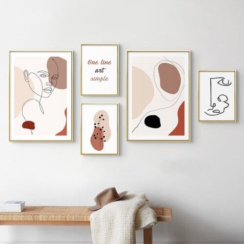 Abstract Line Wall Art Female Face Canvas Painting Boho Wall Pictures Nordic Posters And Prints Living Room Decoration Cuadros