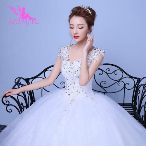AIJINGYU 2021 communion Customized new hot selling cheap ball gown lace up back formal bride dresses wedding dress WK747