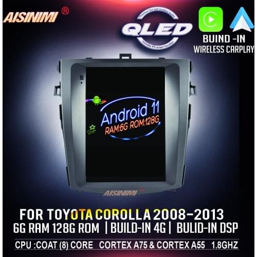 AISINIMI Android 10 Car Dvd Navi Player For TOYOTA COROLLA 2008-2013 Car audio for Tesla Style gps Multimedia Stereo Monitor