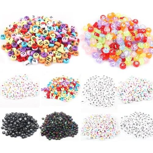 100pcs/lot 7mm Acrylic Beads Alphabet Letter Beads Loose Spacer Beads For Jewelry Making DIY Bracelet Necklace
