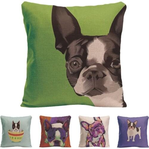 Two Sides Printing Cute Dog Funny Cushion Cover Animal French Bulldog Pug Dog Pillowcase Car Pillow Covers Decorative Home Decor
