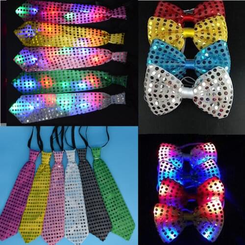 50pc New Tie Light Up LED Flashing Glowing Tie Luminous Necktie For Men Club Cosplay Party Bar Show Christmas Halloween