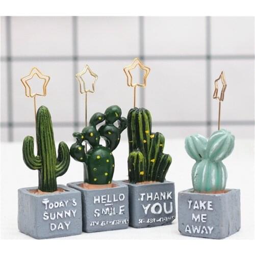 Artificial Resin Succulents Cactus Green Plants Desktop Memorandum Fake Flowers Balls Table decoration Desktop Message Postcard
