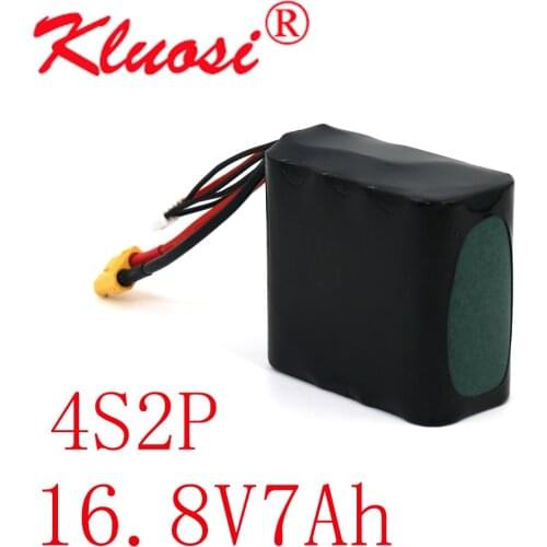 KLUOSI 4S2P 14.8V 7Ah 16.8V Li-ion Battery High Capacity UAV Rechargeable for Various RC Airplane Drone Quadrotor XH2.54-5P XT60