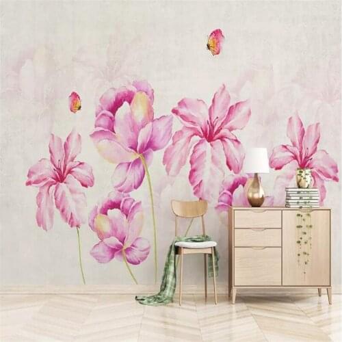 Small fresh American pastoral flower decoration painting custom large wallpaper mural 3D photo wall factory wholesale
