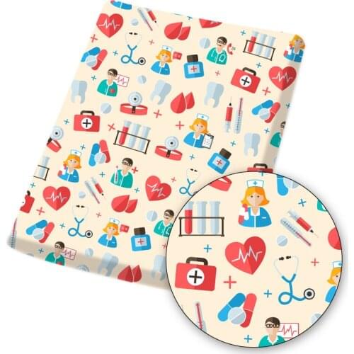 Physicians Health Painted Polyester Cotton Fabric Cloth Sheets Home Textile Crafts Clothe Bag Mask Making Material 45*145cm/pc