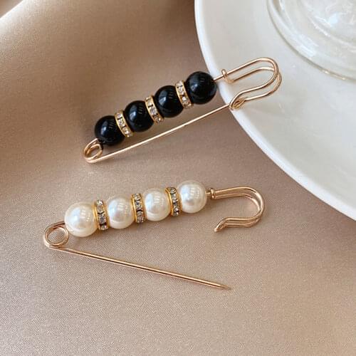 3Pcs Clothes Pins Simulated Pearl Brooch Metal Pin Buckle For Fixed Clothes Waist Pants Waist Pin Apparel Accessories Brooch