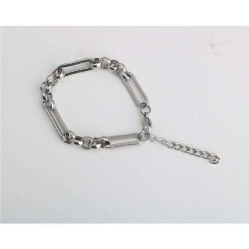 Fashion flat long mouth O word splicing bracelet chain titanium steel stainless steel all-match men and women jewelry hot sale