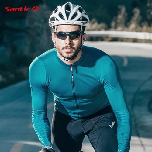 Santic Spring Autumn Cycling Jersey Men Long Sleeved MTB Bike Bicycle Wear Road Cycling Equipment Reflective Clothing Asian Size