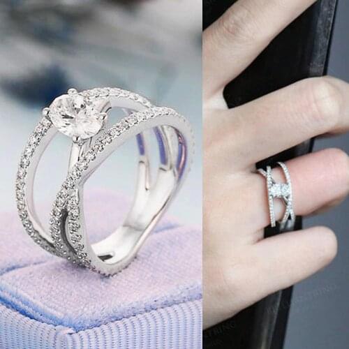 JK AAA+ Delicate Oval Zircon Women Finger Ring Paved Stones Cross High Quality Anniversary Birthday Gift for Wife Girlfriend