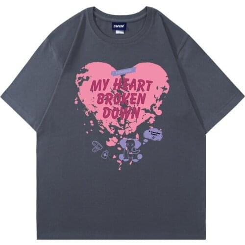 2021 New Retro Summer Short-Sleeved T-Shirt Men And Women Street Style Love Couple All-Match Bottoming Shirt top O135