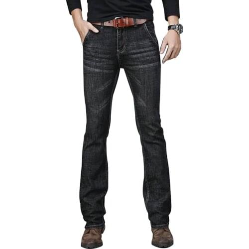 Autumn Men Flared Jeans Boot Cut Denim Pants Comfortable Stretch Slim Designer Classic Fashion Casual Black Trousers