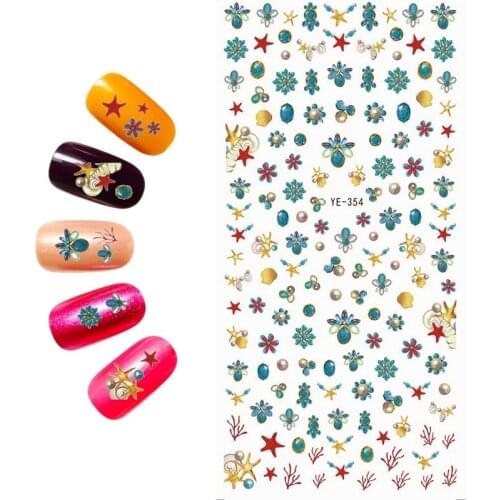 WATER TRANSFER DECAL NAIL ART NAIL STICKER CARTOON FLOWER BEACH SHIP NEW YORK SEA STAR SUN GLASSES YE354-359