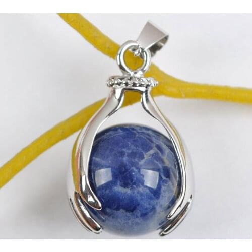 Natural Sodalite Blue Round Bead GEM Pendant Jewelry For Gift S338