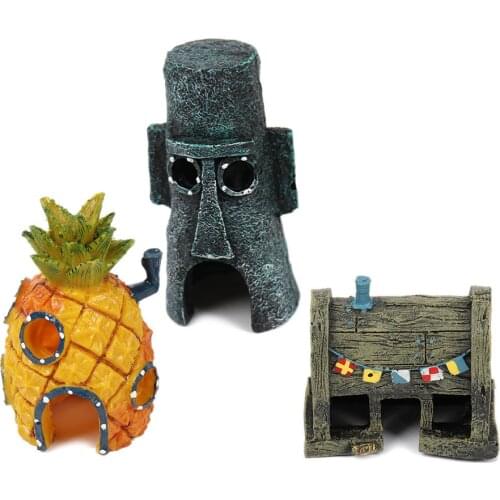 Underwater Comic Plants Pineapple House Fish Hiding Play Home Shrimp Nest Fish Tank Decor Aquarium Decoration