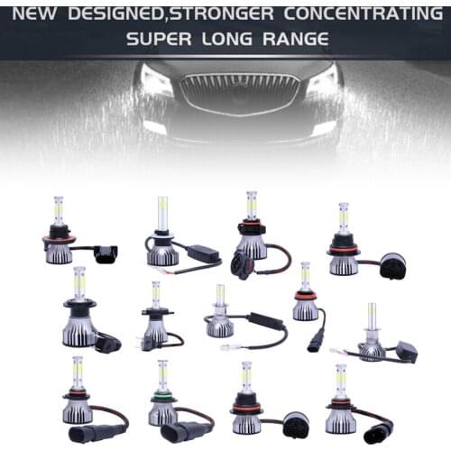 2pcs 5202 9005 9006 9012 H4 H7 H8 H11 4 Sides 72W 8000LM 6500K Fog Light Car LED Headlight IP67 Waterproof for Car Motorcycle