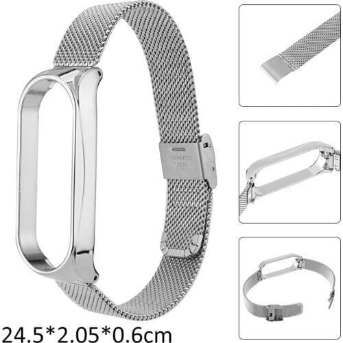 Alloy Steel Metal Strap For Xiaomi Mi Band 5/5 NFC Replacement Watchbands Fashion Casual Mesh Wrist Band For Women Men