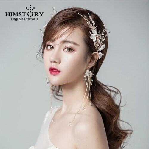 Luxury Gold Flower Bridal Tiaras Handmade Wedding Hair Accessories bridal Headpiece Prom Hairbands Headbands