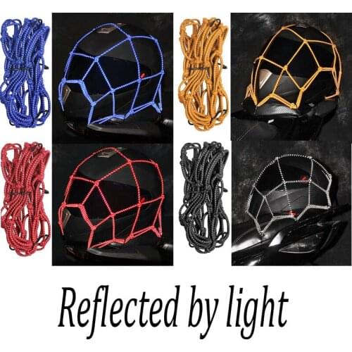 Motorcycle Helmet Holder Reflection Mesh Net Bag Heavy-Duty 6 hooks Hold down Luggage Net Cargo Bungee Rope