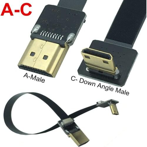 FPV aerial cable PTZ FPV dedicated HDMI A-C standard HDM A male to c male down-bending soft cable