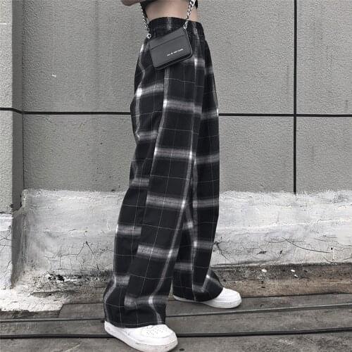 Y2k Womens pants harajuku loose pants casual flat high Straight leg jogger punk trouser suits pockets sweatpants clothes gothic