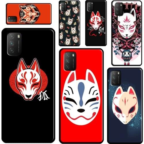 Japanese Kitsune Fox Mask For POCO X3 Pro M3 F1 F2 F3 Phone Case For Xiaomi Mi 11 Lite 9 10 A3 Mi 11 Ultra 10T Pro