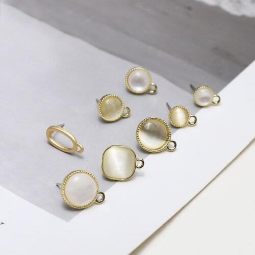 10pcs Small fresh temperament wild Stud Earrings For Women Female alloy inlaid opal diy handmade jewelry accessories materials