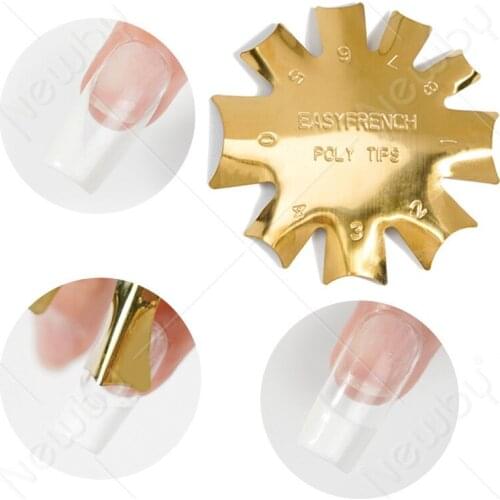 Gold Stainless Steel Easy French Line Edge Nail Cutter Nail Stencil Edge Trimmer Multi-size Nail Manicure Nail Art Styling Tool