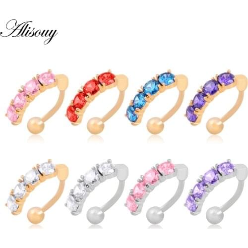Alisouy 1pc sexy Down Piercing Navel Accessories Pircing Ombligo Crystal Stainless Steel Belly Button Ring Body Piercing Jewelry