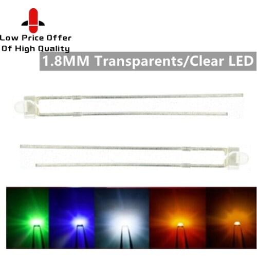 1000pcs 1.8mm red yellow blue green white yellow green orange warm white pink Ultra Bright water clear Transparent DIP LED