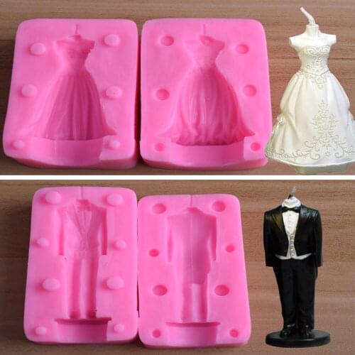 2pc/set 3D Bride Groom Silicone Baking Tools Fondant Mould Sugar Craft Mold DIY Cake Decorating Tools Wedding Decorations