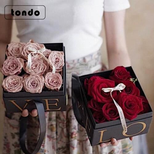 2pcs Portable and exquisite flower box gilt flower gift box gift packaging Valentines day advertising gift box