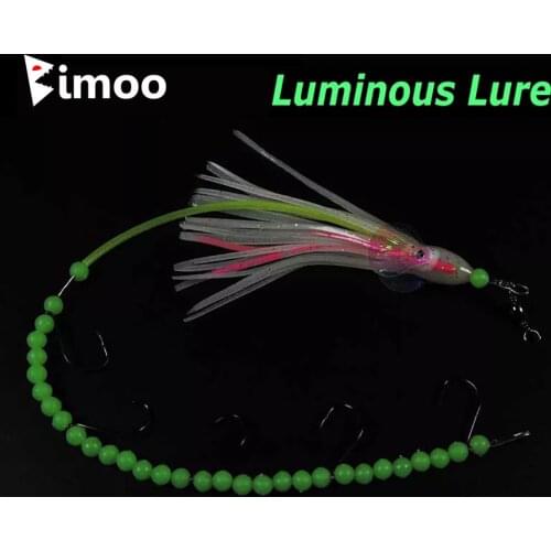 2pcs Luminous longtail octopus steel wire rig barracuda eel small mackerel fishing rig Fishing Lure Bait for saltwater #4
