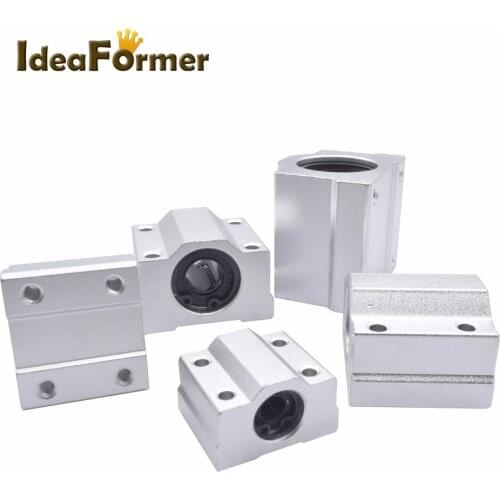 4pcs SC6/8/10/12/16UU Slide Unit Block Bearing Steel Linear Motion Ball Bearing Bushing Shaft CNC Router 3D Printer