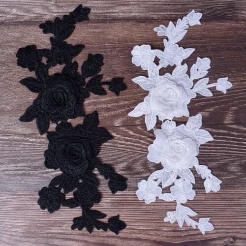 DIY Bridal Lace Fabric Clothes Lace Embroidery Patche White BlackPatches For Clothing Wedding Sewing Flower Applique Accessories