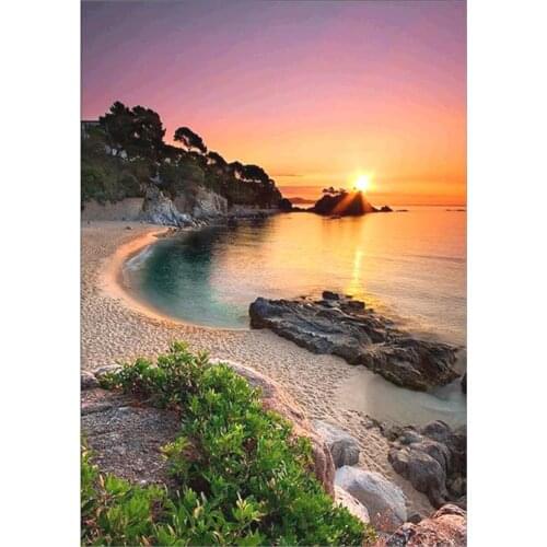 Full diamond 5D DIY diamond painting landscape sunrise round island diamond embroidery kit mosaic landscape home decoration