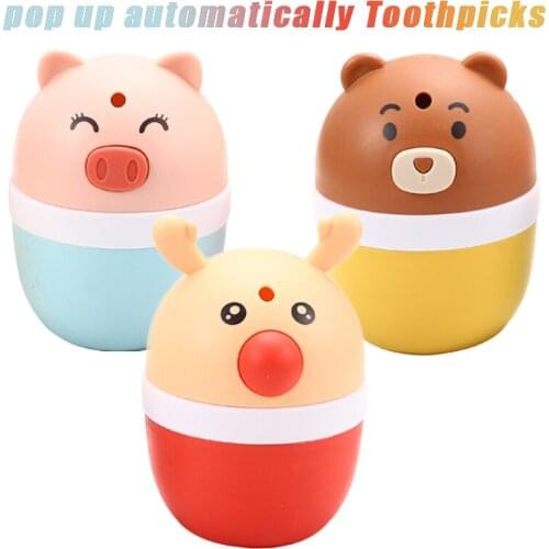 Automatic Pop-up Toothpick Holder Cartoon Toothpick Box Press Type Home Restaurant Kitchen Creative Cute Toothpick Storage Box