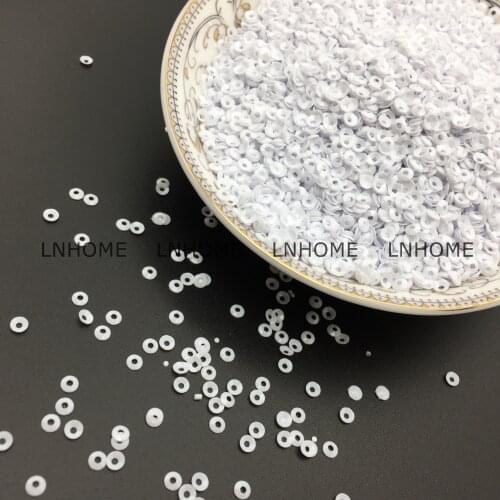 50g 3mm Deep Cup Sequins Round Paillette Embellishment Findings Crafts DIY Accessory Solid White