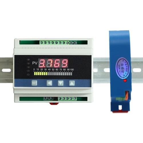Din digital ampere meter with 4 ways alarm relay output AC0-20A,30A,50A,100A,200A with Perforated din ampere sensor